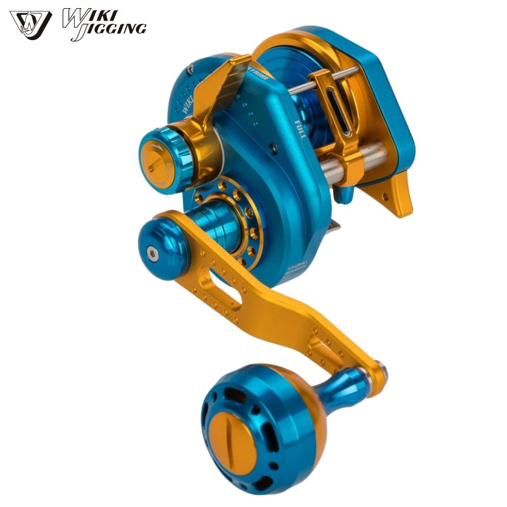 WIKI JIGGING Baitcasting Righthanded Jigging Reel VIOLENT SLOW 1500XH Blue/Gold