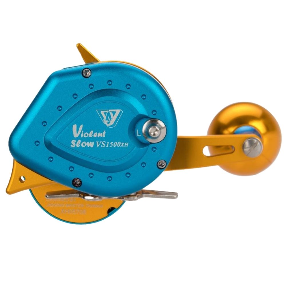 WIKI JIGGING Baitcasting Righthanded Jigging Reel VIOLENT SLOW 1500XH Blue/Gold - Image 4