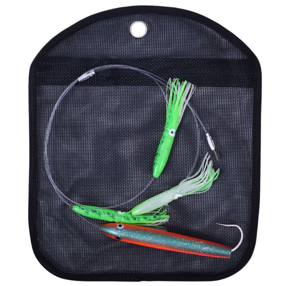 WWT Offshore Trolling Rig Tuna Natural Cedar Plug + Humboldt Squids DAISY CHAIN Green - Image 2