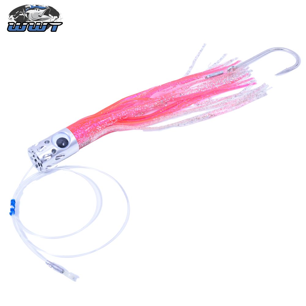WWT Offshore Game-Fishing Trolling Rigged Lure GATLIN JET 10” Pink/Clear/Silver-Glitter