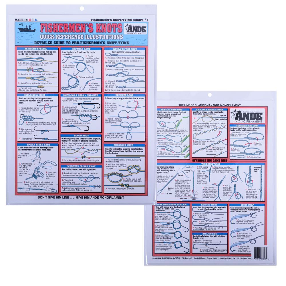 ANDE Laminated-Illustrated Quide To Pro-Fisherman’s Knot-Tying CHART #1