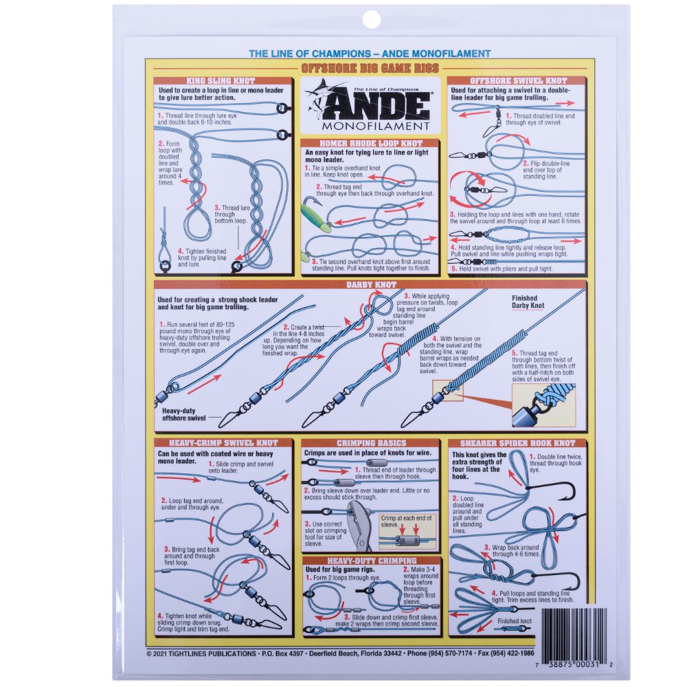 ANDE Laminated-Illustrated Quide To Pro-Fisherman's Knot-Tying CHART #2 - Image 3