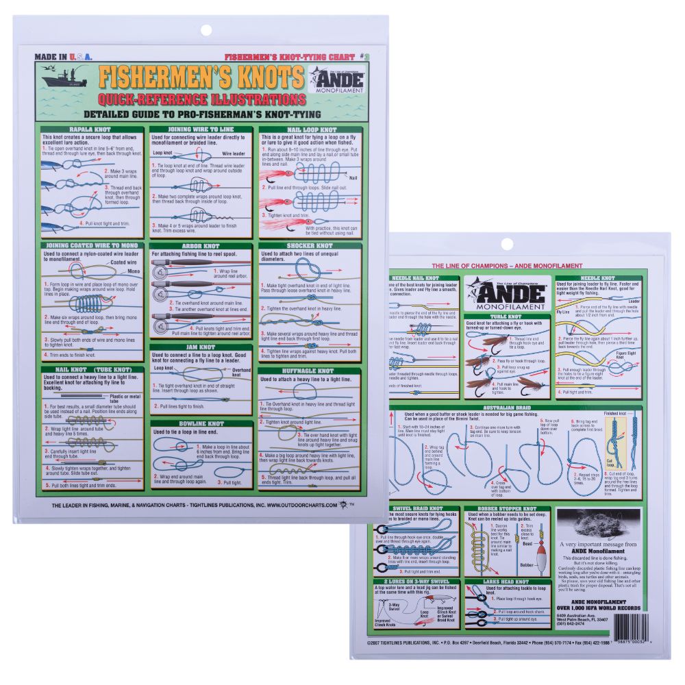 ANDE Laminated-Illustrated Quide To Pro-Fisherman's Knot-Tying CHART #3