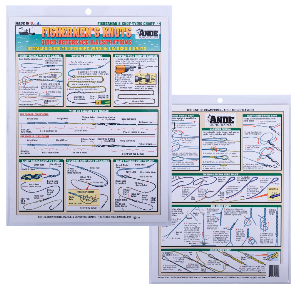 ANDE Laminated-Illustrated Quide To Pro-Fisherman's Knot-Tying CHART #4