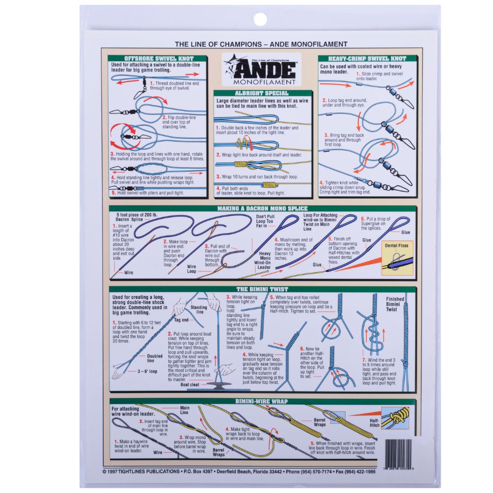 ANDE Laminated-Illustrated Quide To Pro-Fisherman's Knot-Tying CHART #4 - Image 3