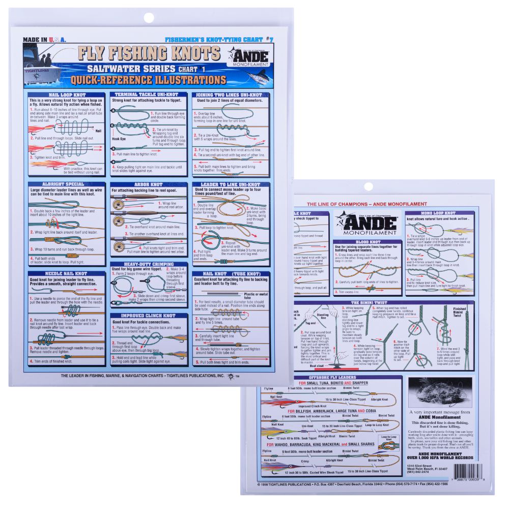ANDE Laminated-Illustrated Quide To Pro-Fisherman's Knot-Tying CHART #7