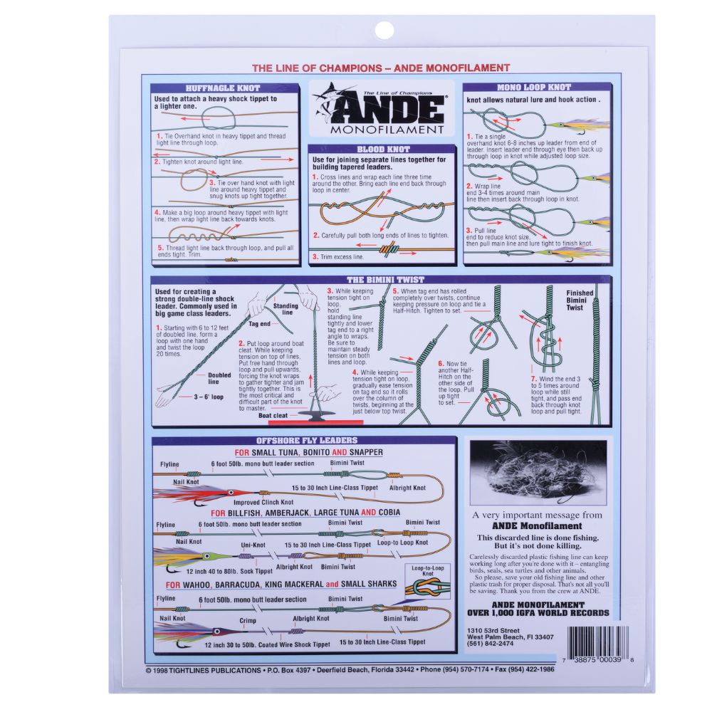 ANDE Laminated-Illustrated Quide To Pro-Fisherman's Knot-Tying CHART #7 - Image 3