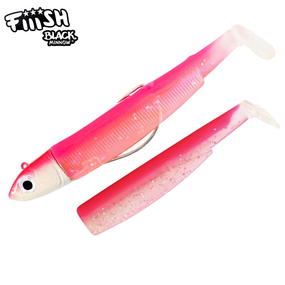 FIIISH Saltwater Fishing Softbait Lure BLACK MINNOW Offshore Combo 200/120g Rose Fluo