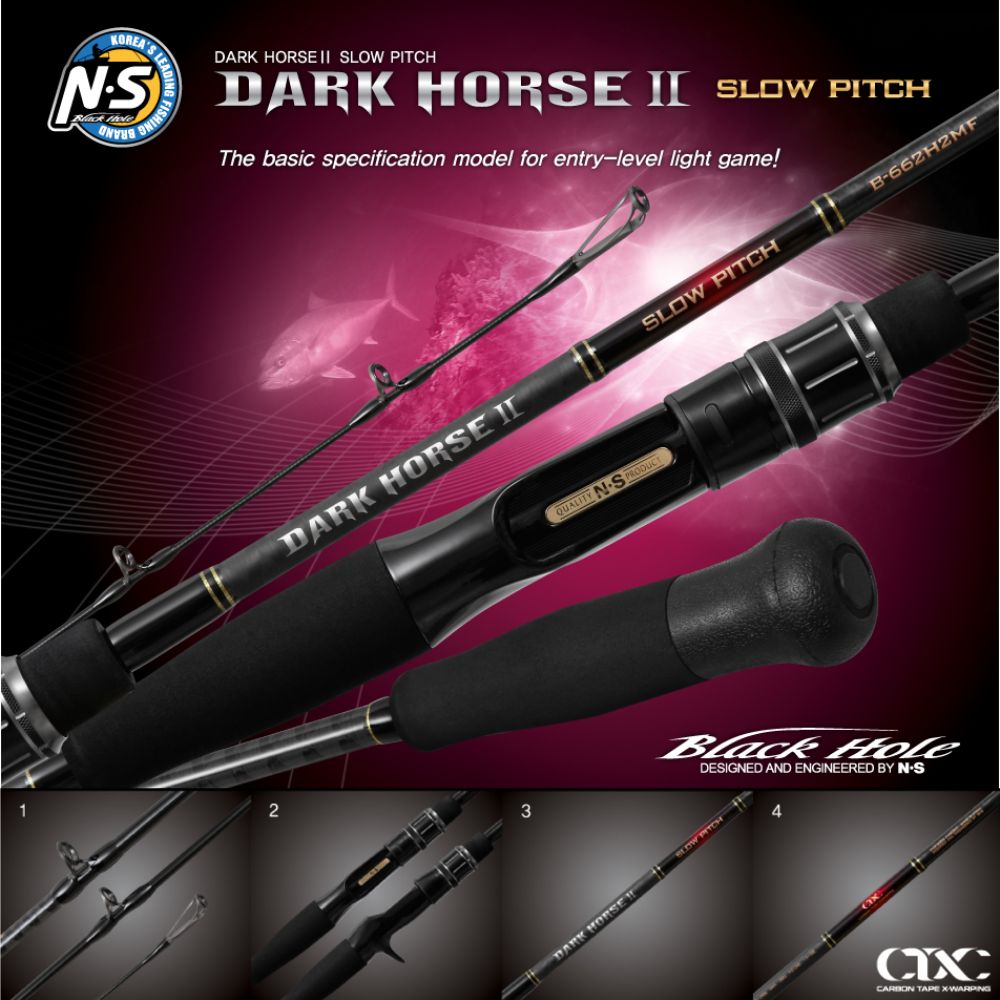 NS BLACK HOLE Saltwater Fishing Jigging Baitcasting Rod DARK HORSE II SLOW PITCH B-662H2MF - Image 2