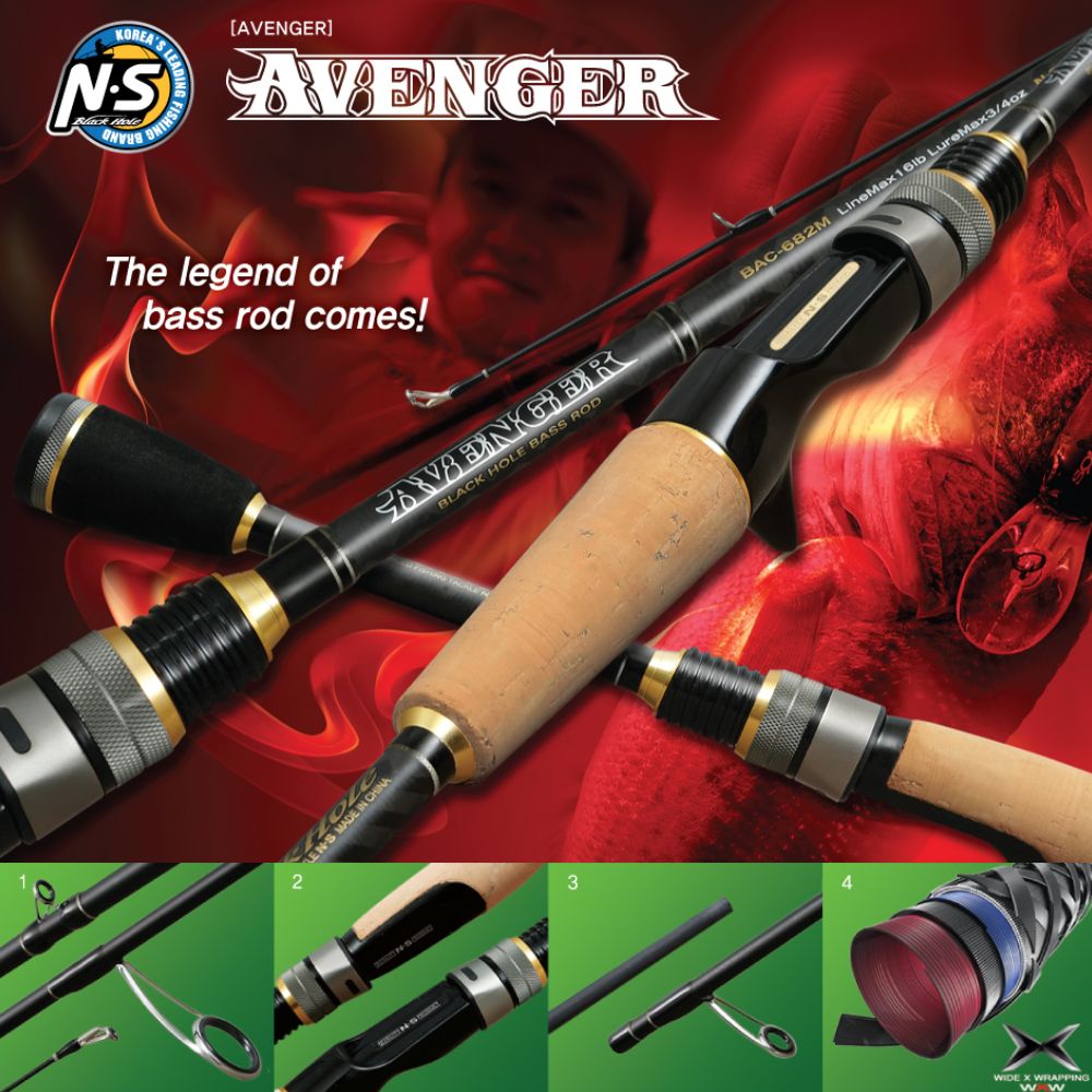 NS BLACK HOLE Bass Fishing Spinning Rod AVENGER BAS-662ML - Image 2