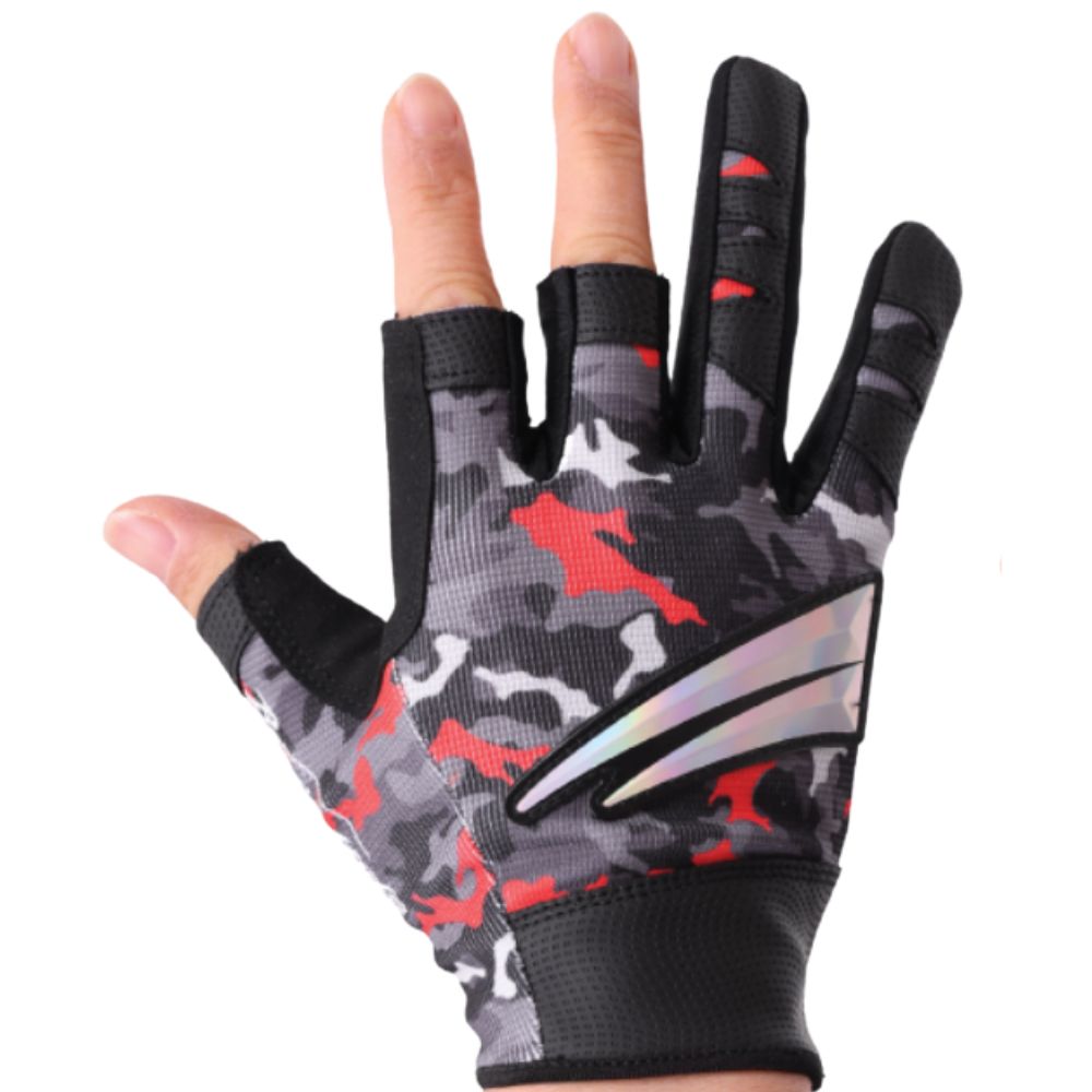 NS BLACK HOLE Natural Leather + RX7 Fabric Fishing Gloves V2 3 CUT Camo XL - Image 2