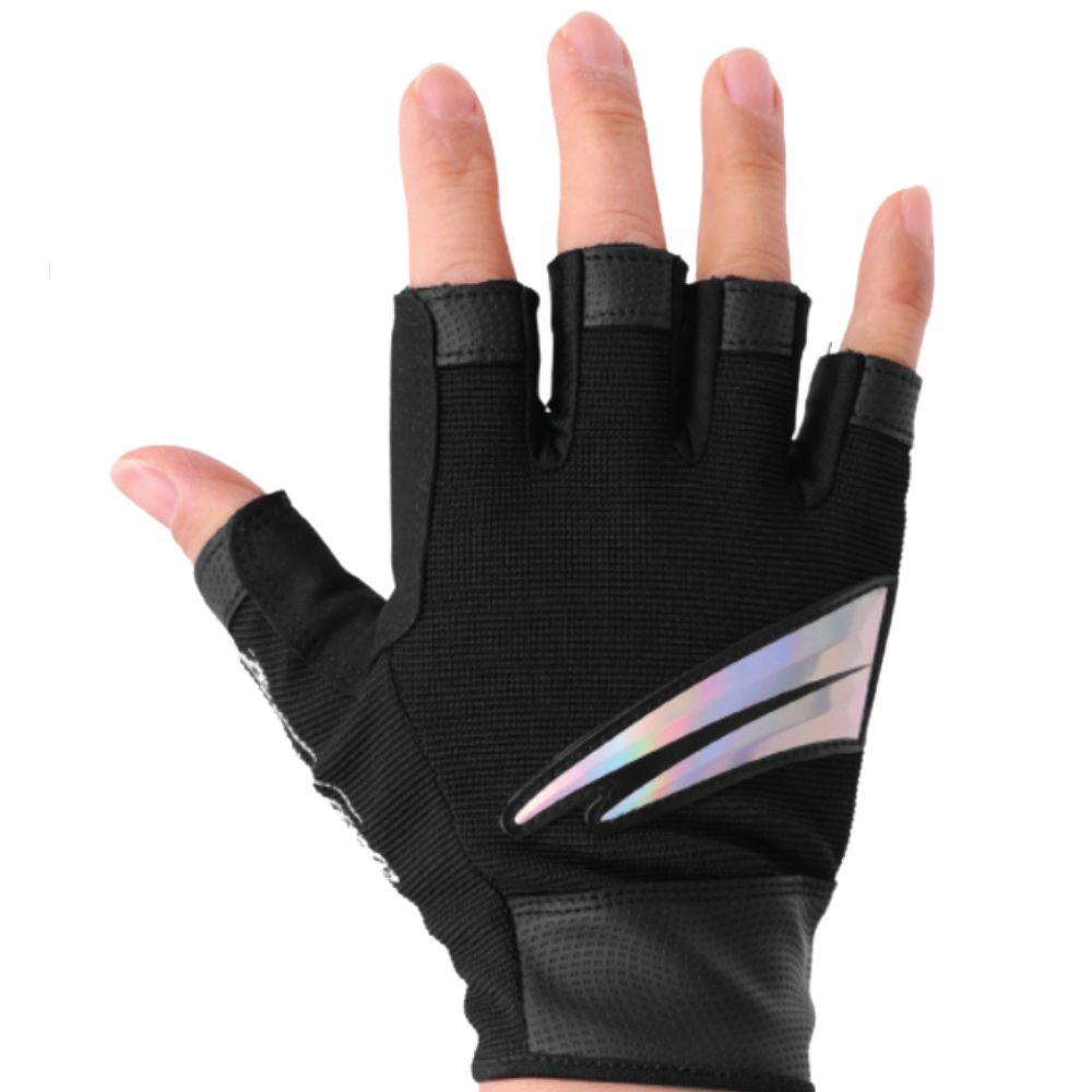 NS BLACK HOLE Natural Leather + RX7 Fabric Fishing Gloves V2 5 CUT Black XL - Image 2