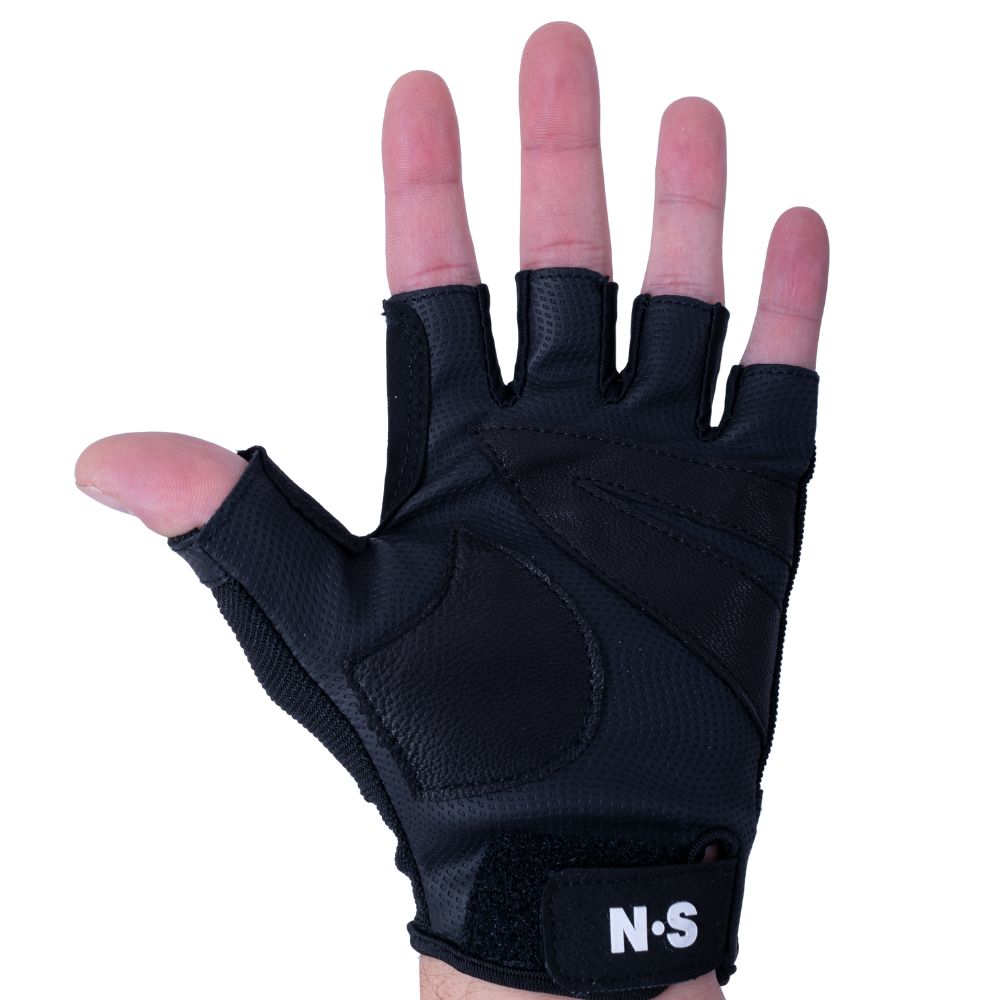 NS BLACK HOLE Natural Leather + RX7 Fabric Fishing Gloves V2 5 CUT Black XL - Image 3