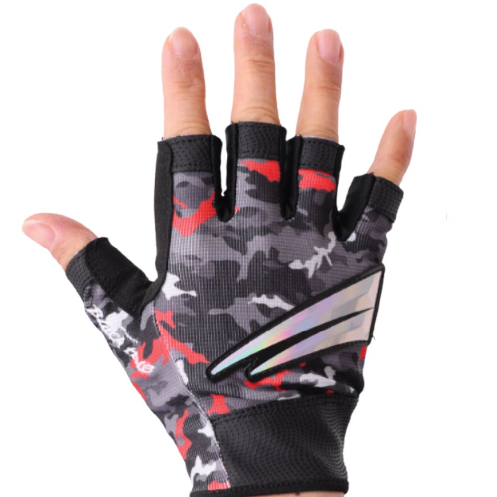 NS BLACK HOLE Natural Leather + RX7 Fabric Fishing Gloves V2 5 CUT Camo XL - Image 2