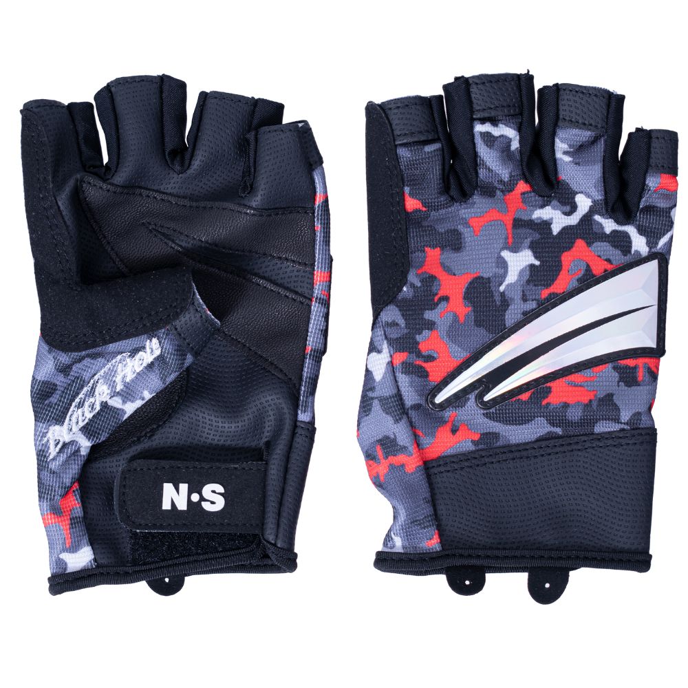 NS BLACK HOLE Natural Leather + RX7 Fabric Fishing Gloves V2 5 CUT Camo XL - Image 4