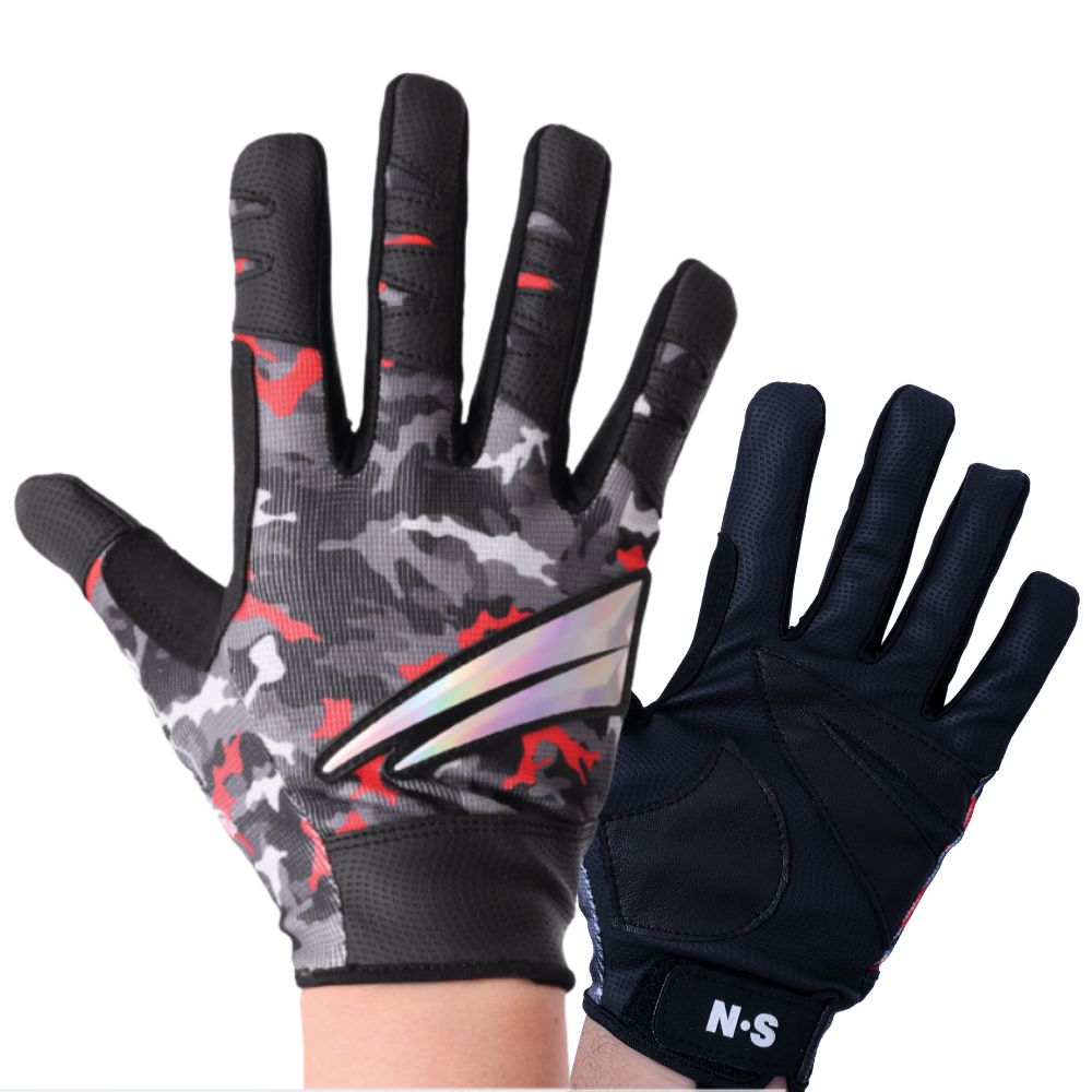 NS BLACK HOLE Natural Leather + RX7 Fabric Fishing Gloves V2 NO CUT Camo XL