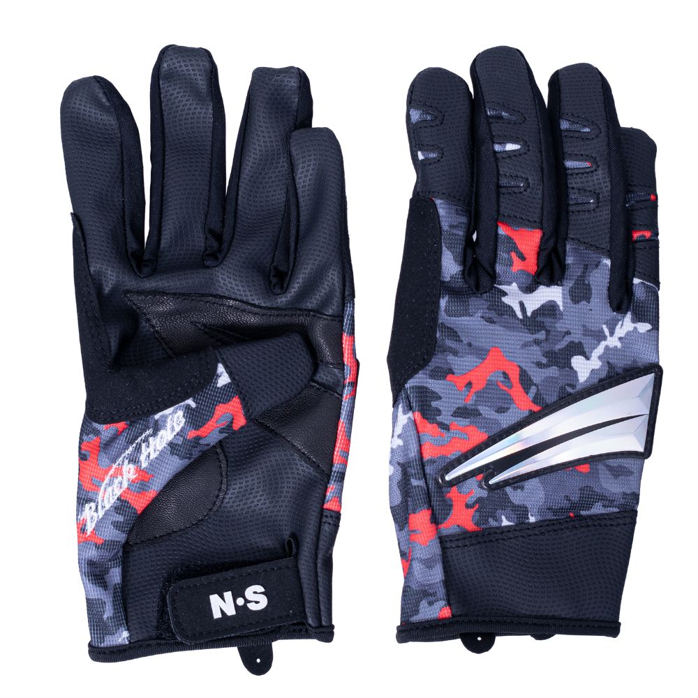 NS BLACK HOLE Natural Leather + RX7 Fabric Fishing Gloves V2 NO CUT Camo XL - Image 4