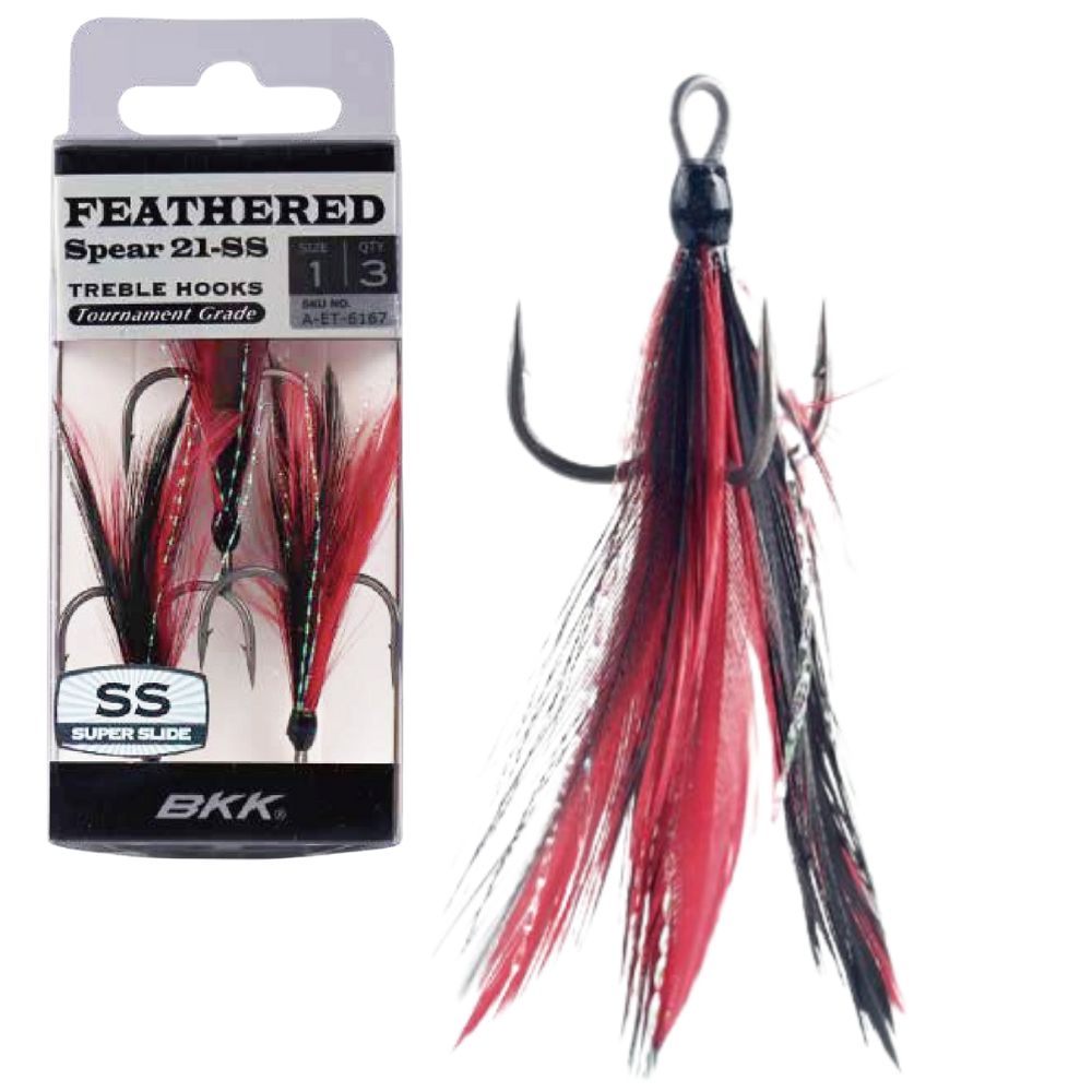 BKK Finesse Fishing Tournament Grade Treble Hook FEATHERED SPEAR 21-SS Red