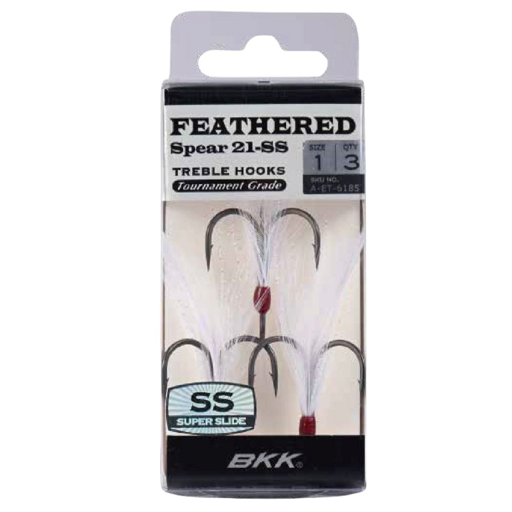 BKK Finesse Fishing Tournament Grade Treble Hook FEATHERED SPEAR 21-SS White - Image 3