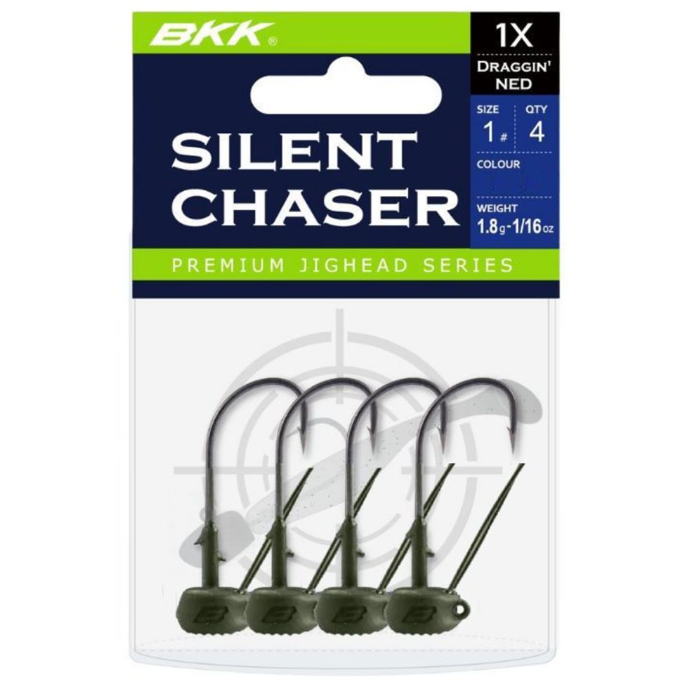 BKK Finesse Weedless Jighead Silent Chaser DRAGGIN' NED Matte Green Pumpkin - Image 2