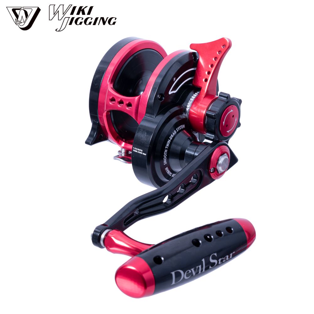 WIKI JIGGING Saltwater Fishing Lever-Twin Drag Lefthanded Jigging Reel DEVIL STAR 3000H Red/Black