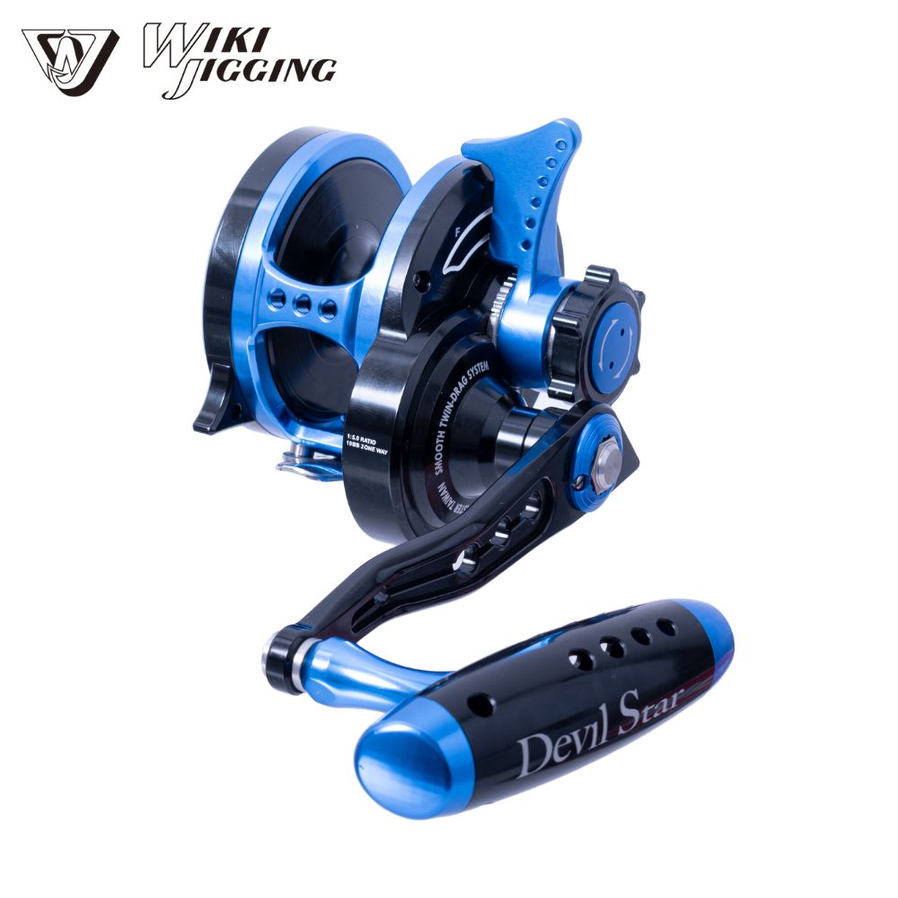WIKI JIGGING Saltwater Fishing Lever-Twin Drag Lefthanded Jigging Reel DEVIL STAR 3000H Blue/Black