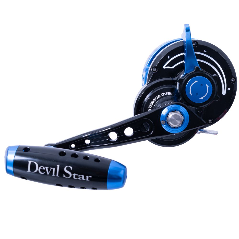 WIKI JIGGING Saltwater Fishing Lever-Twin Drag Lefthanded Jigging Reel DEVIL STAR 3000H Blue/Black - Image 4