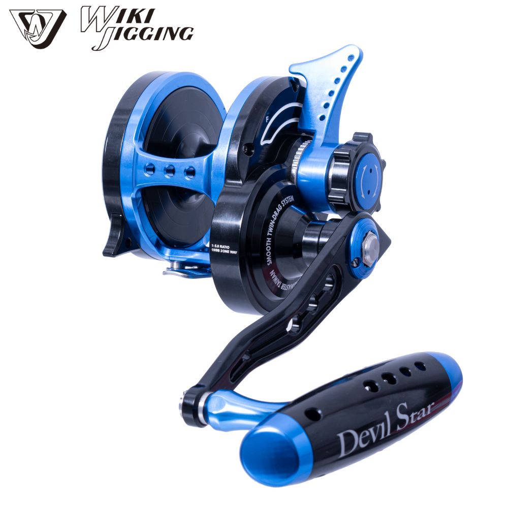 WIKI JIGGING Saltwater Fishing Lever-Twin Drag Lefthanded Jigging Reel DEVIL STAR 4000H Blue/Black