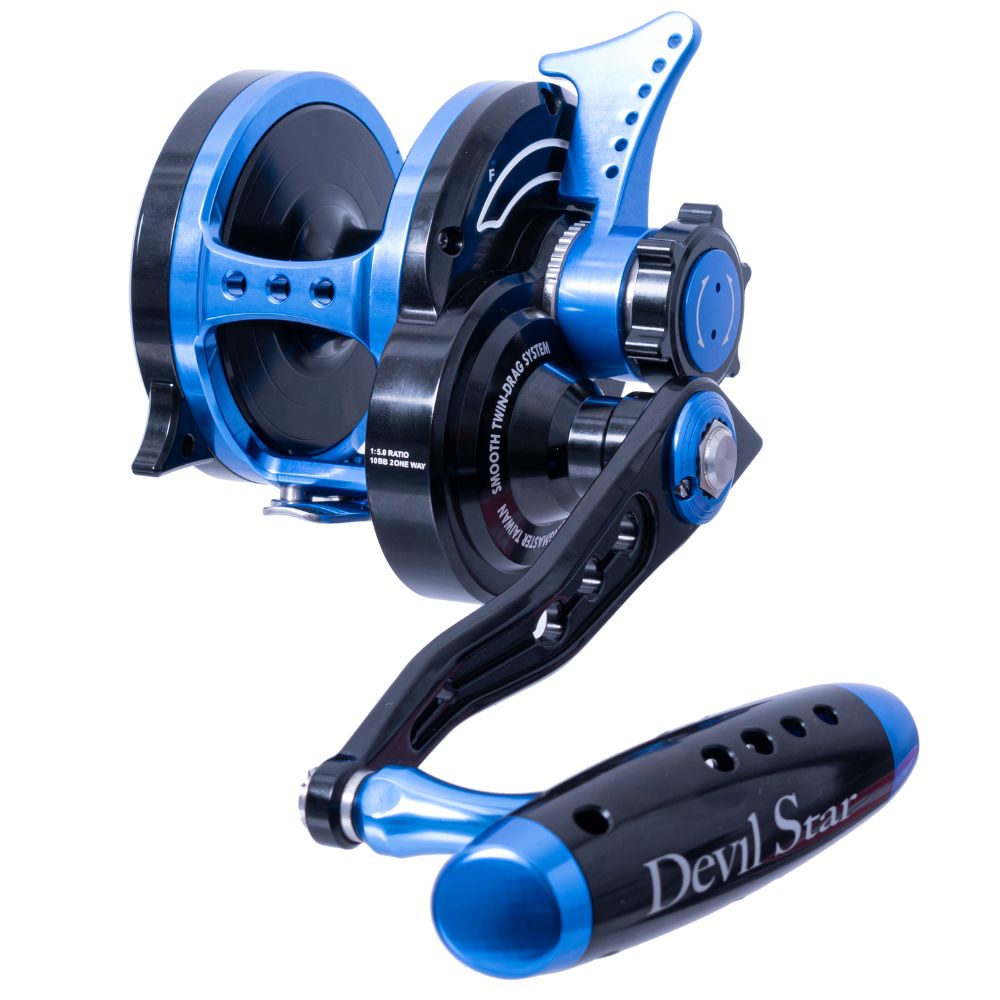 WIKI JIGGING Saltwater Fishing Lever-Twin Drag Lefthanded Jigging Reel DEVIL STAR 4000H Blue/Black - Image 2