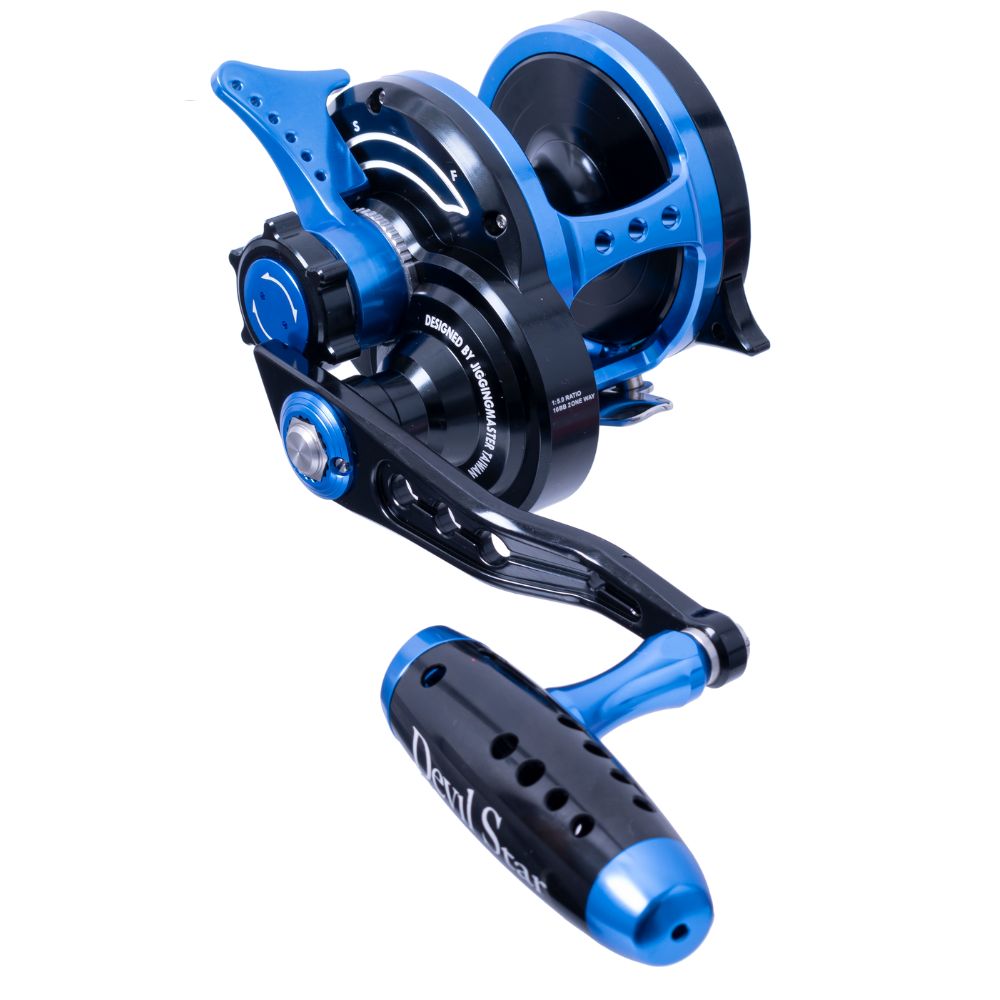 WIKI JIGGING Saltwater Fishing Lever-Twin Drag Righthanded Jigging Reel DEVIL STAR 4000H Blue/Black - Image 2
