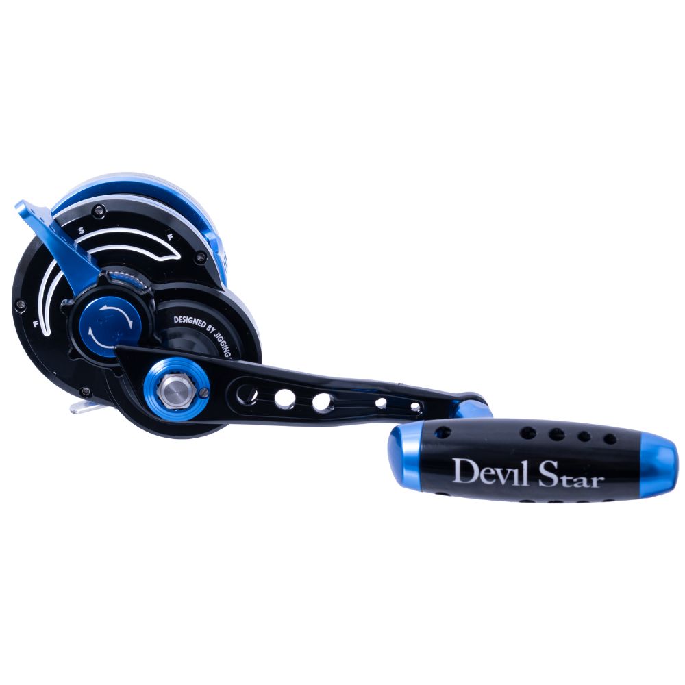 WIKI JIGGING Saltwater Fishing Lever-Twin Drag Righthanded Jigging Reel DEVIL STAR 4000H Blue/Black - Image 4