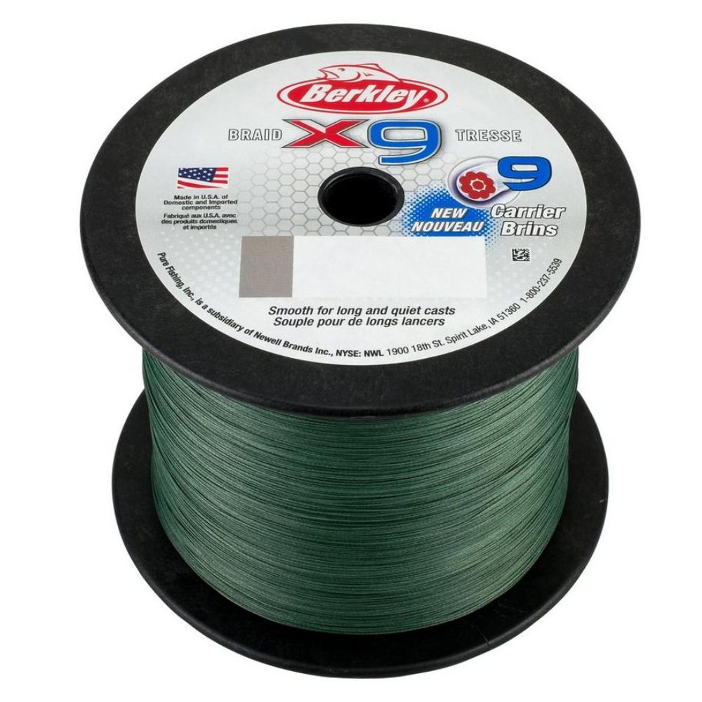 BERKLEY Fishing 9-Strand Braid Line X9 2000m/100lb Low-Vis Green