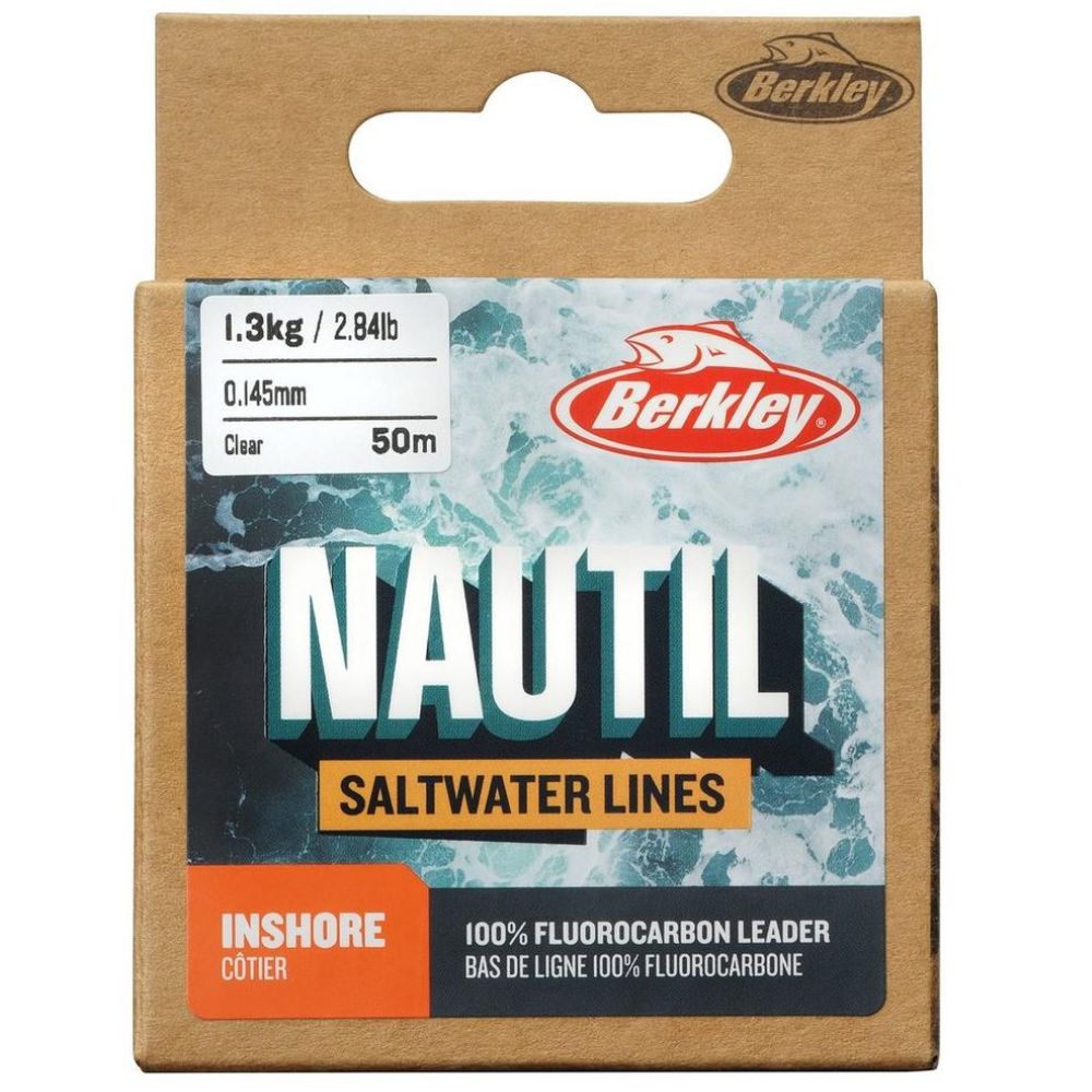 BERKLEY Saltwater Fishing 100% Fluorocarbon Leader NAUTIL INSHORE 50m/Clear - Image 2