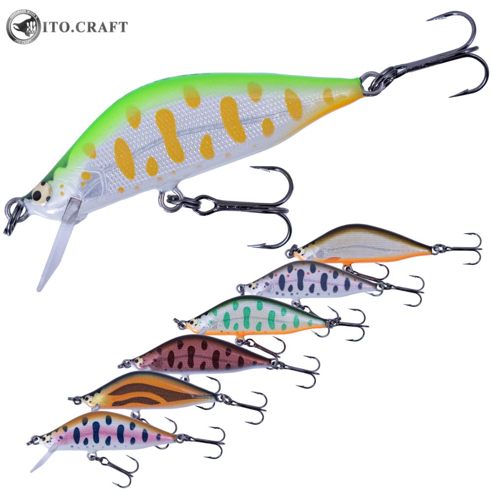 ITO.CRAFT Balsa Wood Sinking Twitch Minnow Lure BOWIE 42S