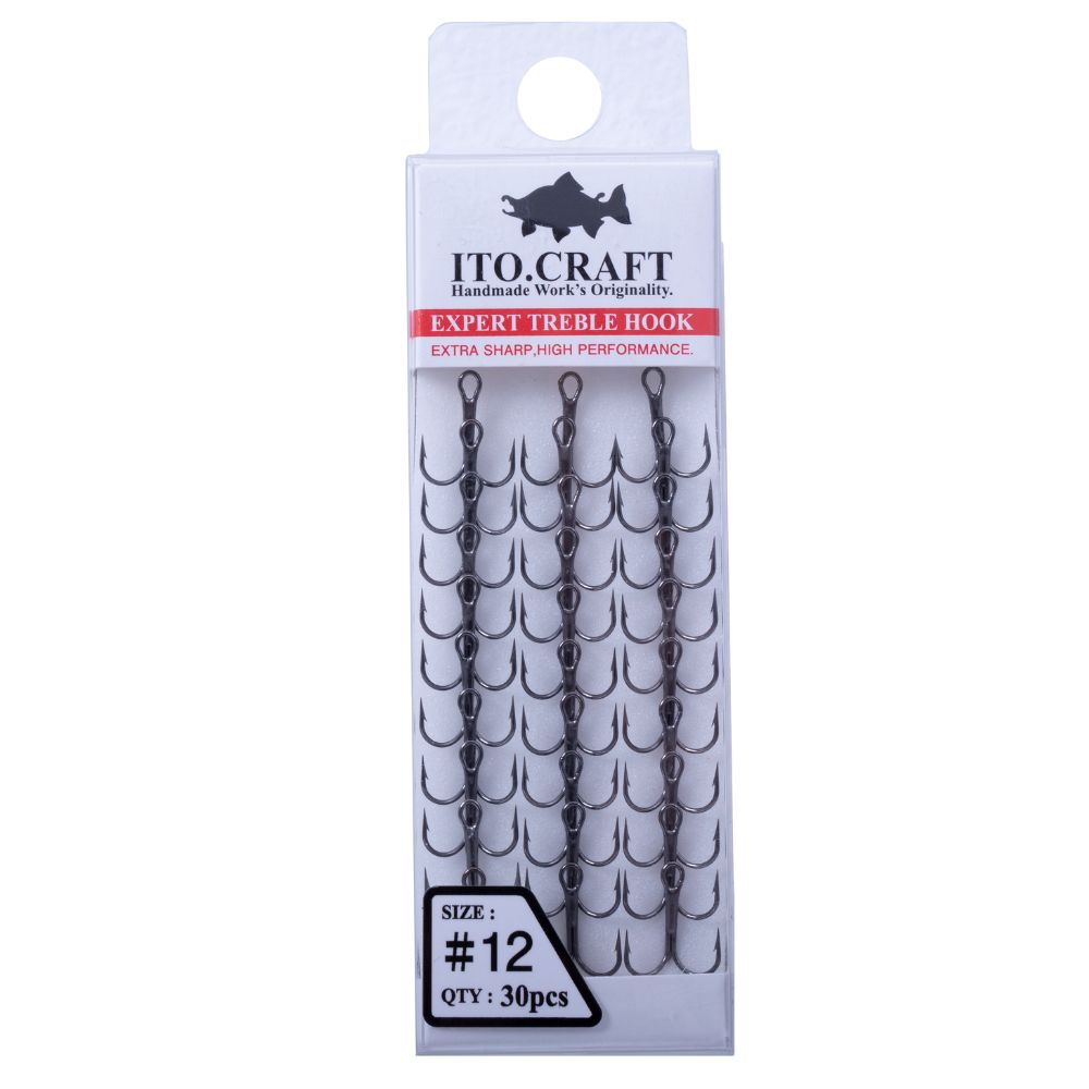 ITO.CRAFT Finesse Fishing EXPERT TREBLE HOOKS #12 Black - Image 3