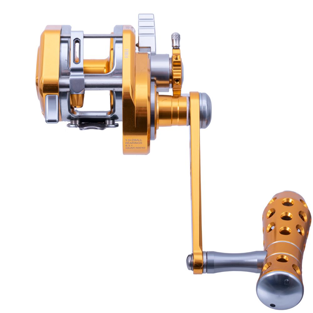 WIKI JIGGING Lefthanded Jigging Reel Violent Slow MASTER V.I.P 1500XH Gold/Titanium - Image 4