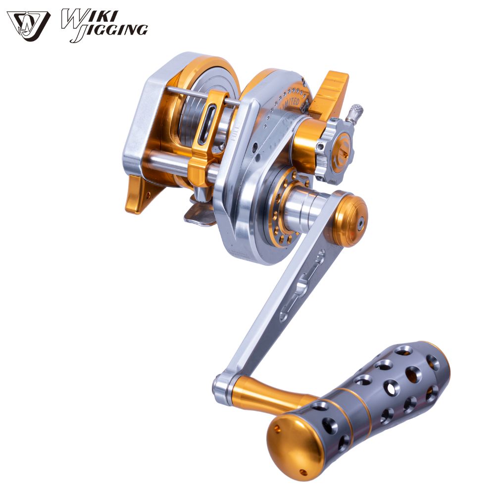 WIKI JIGGING Lefthanded Jigging Reel Violent Slow MASTER V.I.P 1500XH Titanium/Gold