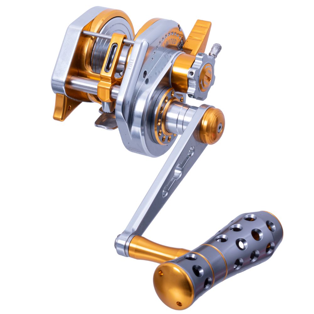 WIKI JIGGING Lefthanded Jigging Reel Violent Slow MASTER V.I.P 1500XH Titanium/Gold - Image 2