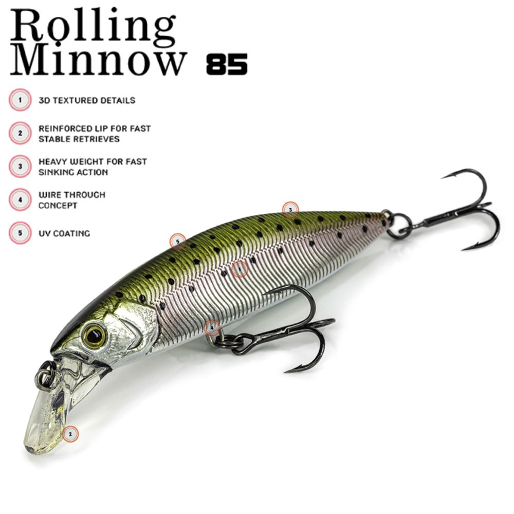 MOLIX Fast Sinking Minnow Lure ROLLING MINNOW 85 FS - Image 2