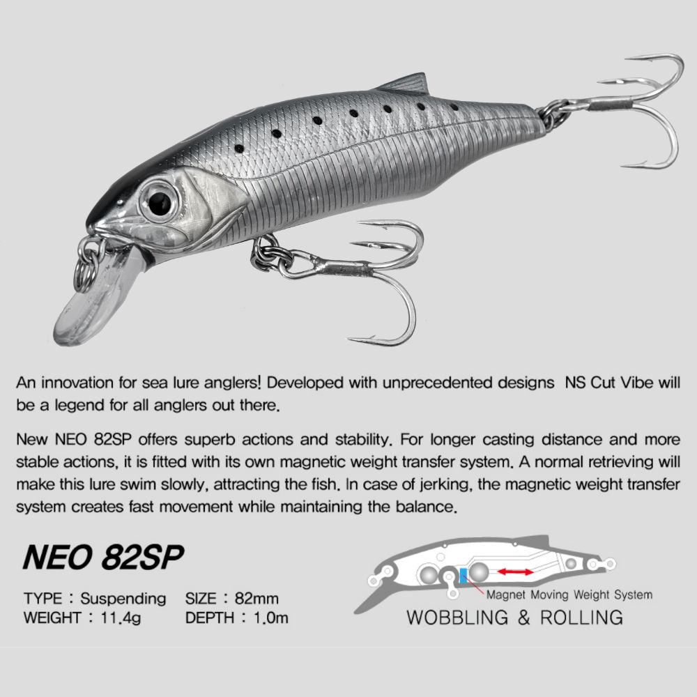 NS BLACK HOLE Saltwater Fishing Suspending Minnow Lure CALYPSO NEO 82SP - Image 9
