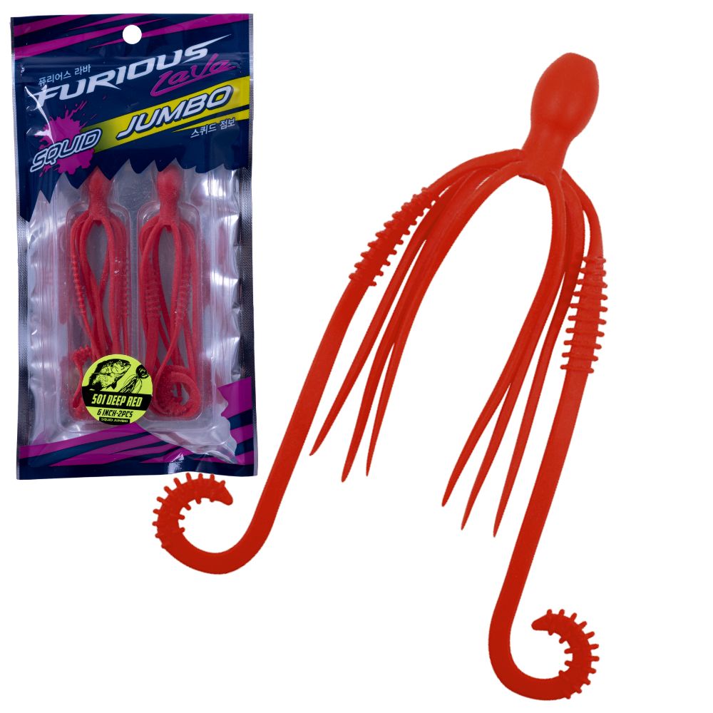 NS BLACK HOLE Rubber Jigging Soft Bait Lure FURIOUS LAVA SQUID JUMBO 6in/2pcs - Image 4