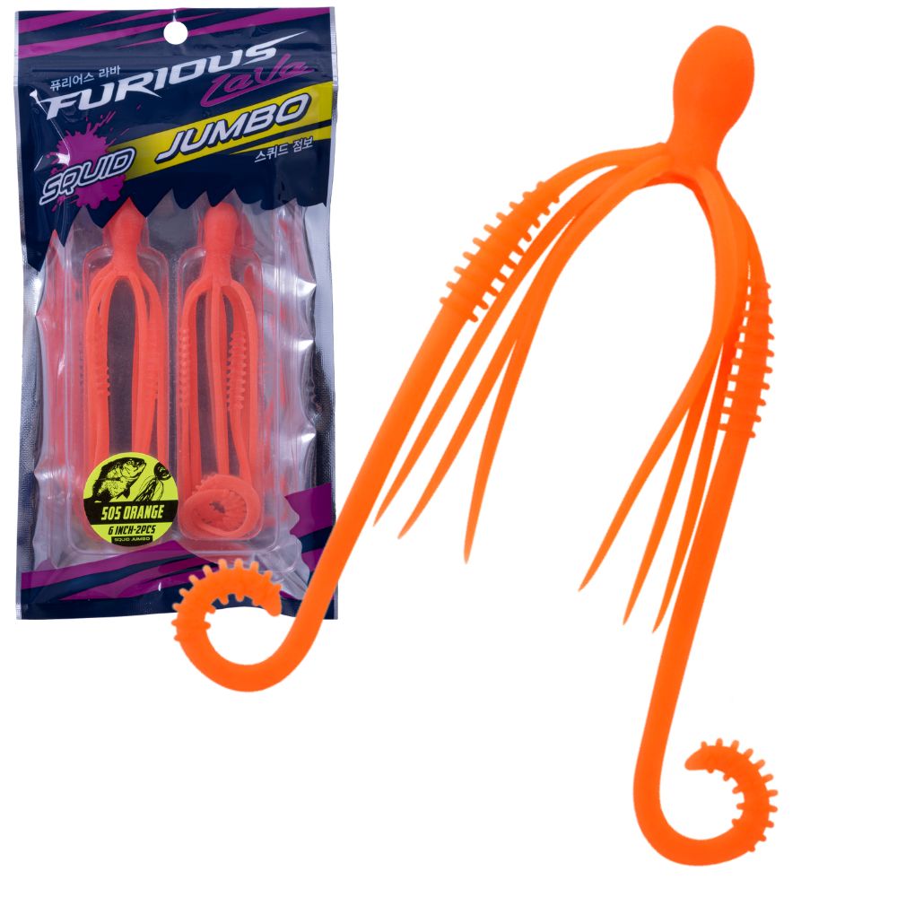 NS BLACK HOLE Rubber Jigging Soft Bait Lure FURIOUS LAVA SQUID JUMBO 6in/2pcs - Image 8