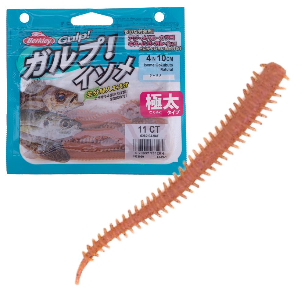 BERKLEY Gulp Scented Soft Bait Worm Lure SW ISOME GOKUTOBO 4in/11pcs Natural