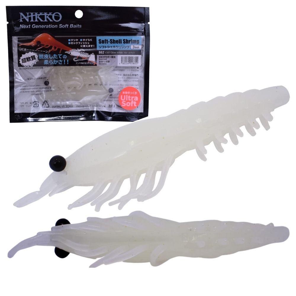 NIKKO KASEI Rubber Jigging Scented Soft Bait Lure SOFT-SHELL SHRIMP 3inch - Image 5