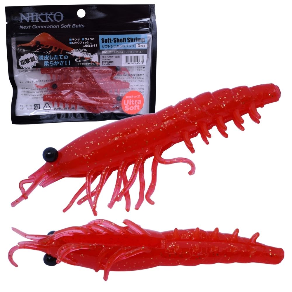 NIKKO KASEI Rubber Jigging Scented Soft Bait Lure SOFT-SHELL SHRIMP 3inch - Image 4