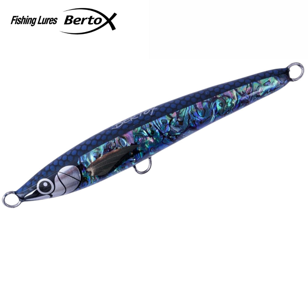 BERTOX Saltwater Handmade Wooden Sinking STICK BAIT 18cm/75g Black Abalone