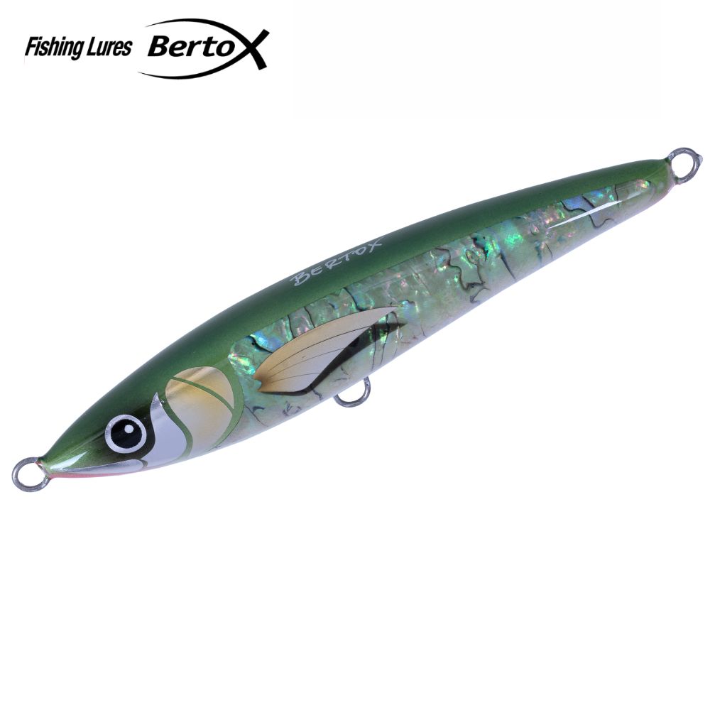 BERTOX Saltwater Handmade Wooden Sinking STICK BAIT 18cm/100g Green Abalone