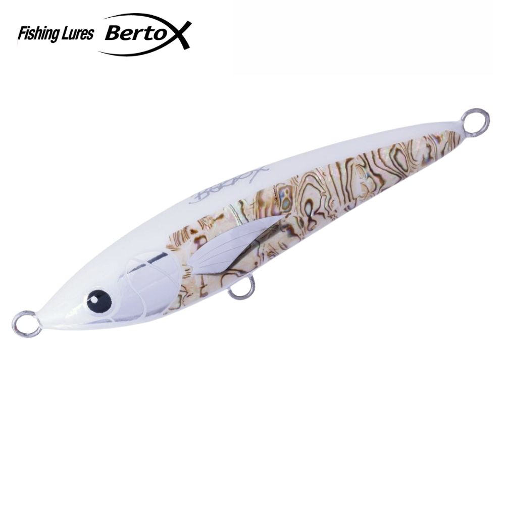 BERTOX Saltwater Handmade Wooden Sinking STICK BAIT 18cm/100g White Abalone