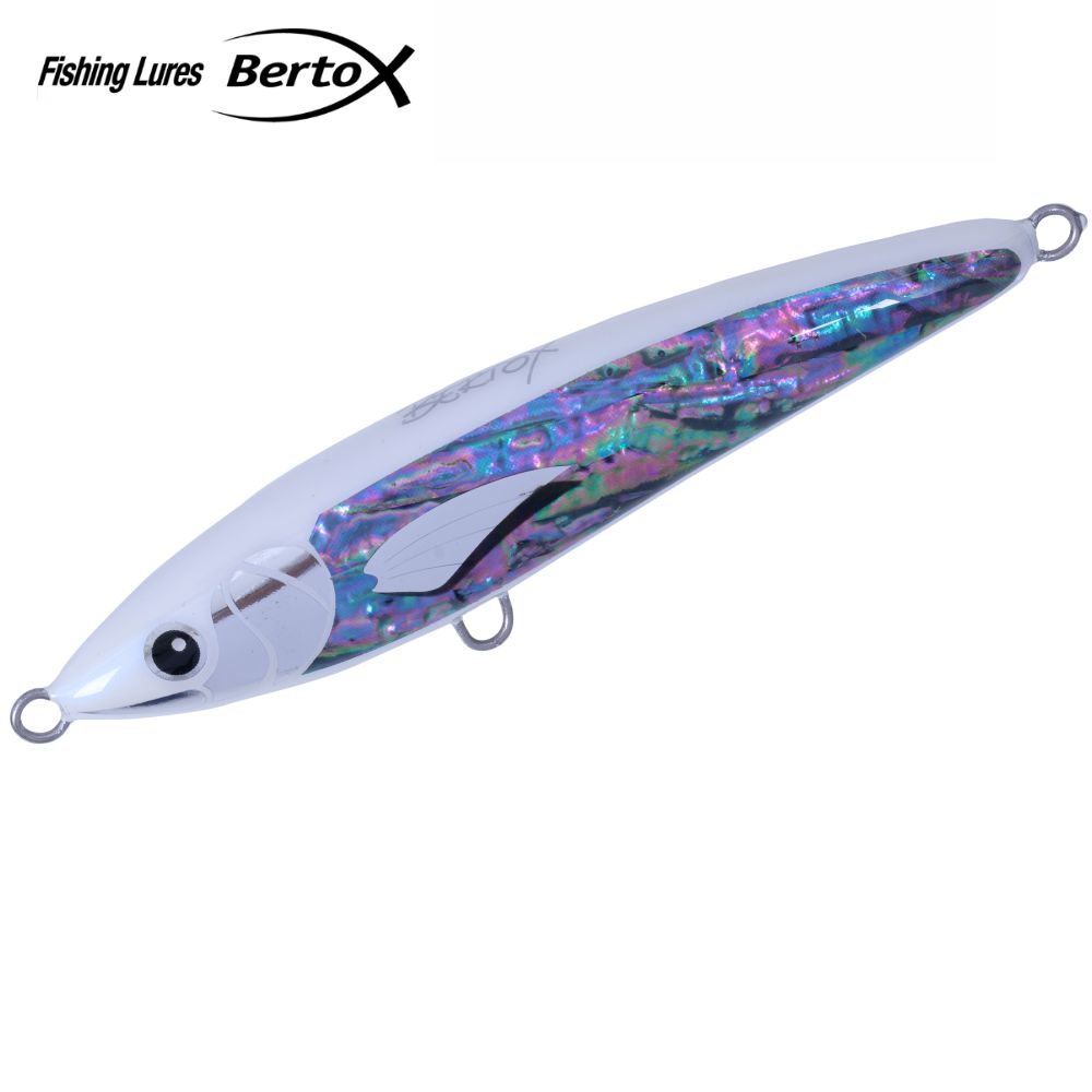 BERTOX Saltwater Handmade Wooden Floating STICK BAIT 20cm/110g White Abalone