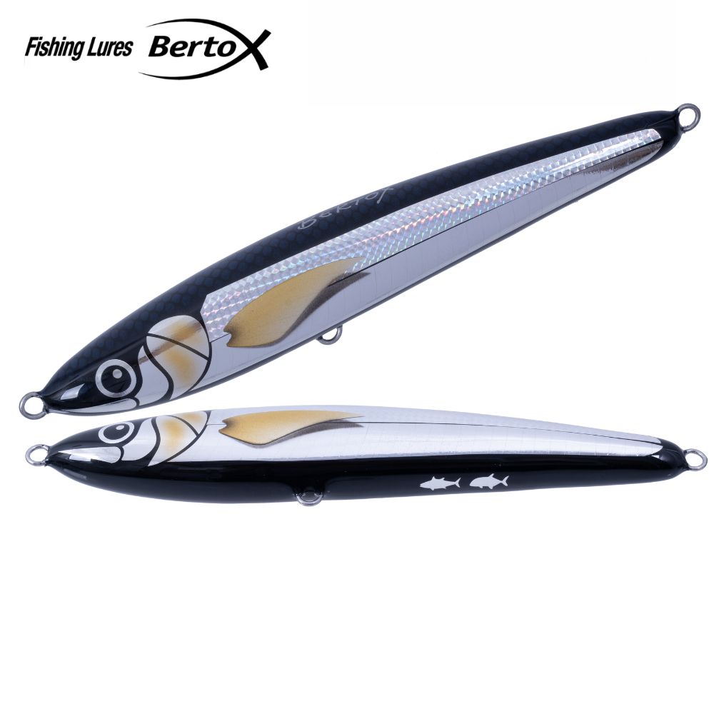 BERTOX Saltwater Handmade Wooden Floating STICK BAIT 25cm/170g Black Foil